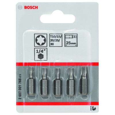 Embouts De Vissage Courts, Qualité Extra-Dure (Torx®), Set De 5 Pièces T 10 T 15