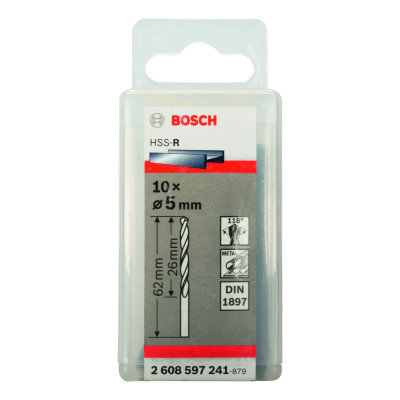 Forets À Carrosserie Laminés HSS-R, Din 1897 5 X 26 X 62 mm Pack De 10