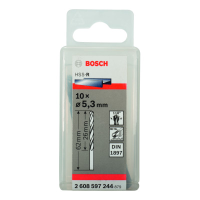 Forets À Carrosserie Laminés HSS-R, Din 1897 5,3 X 26 X 66 mm Pack De 10