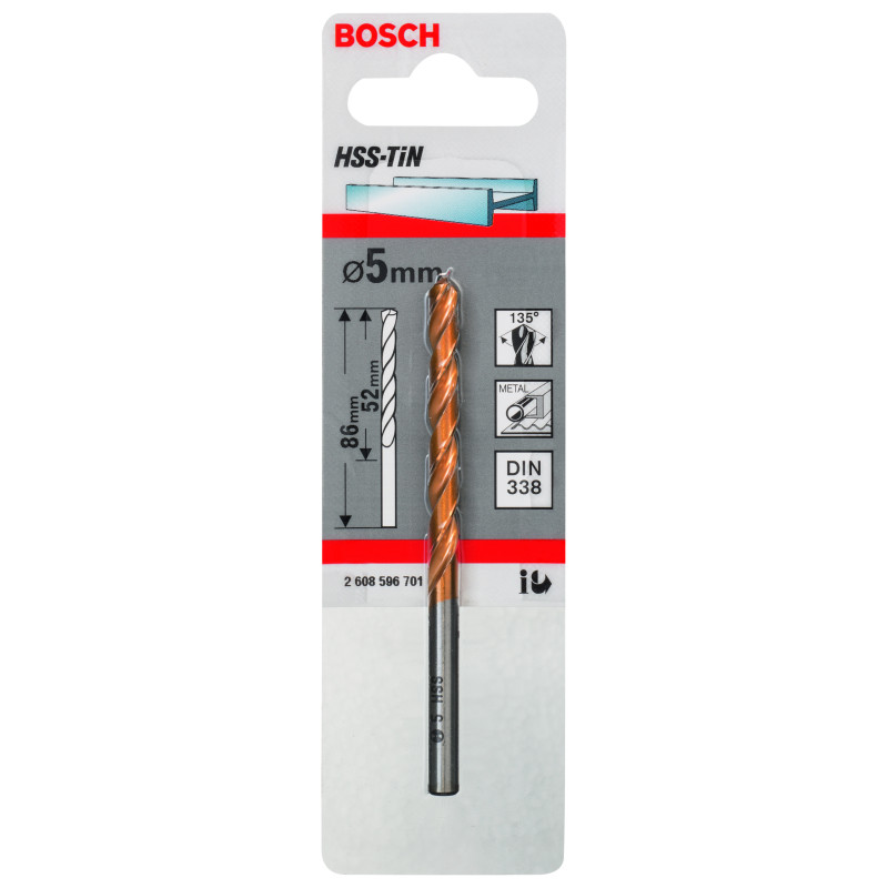 Forets À Métaux Rectifiés HSS-Tin, Din 338 5 X 52 X 86 mm Pack De 1