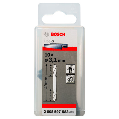 Foret À Double Pointe 3,1 X 11 X 49 mm Pack De 10