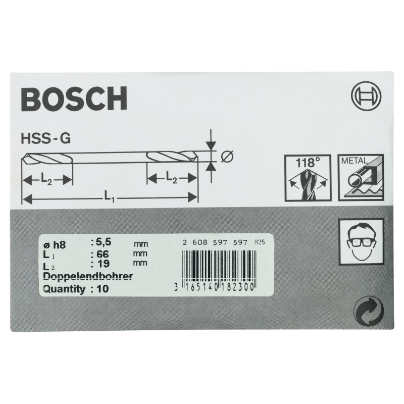 Foret À Double Pointe 5,5 X 19 X 66 mm Pack De 10