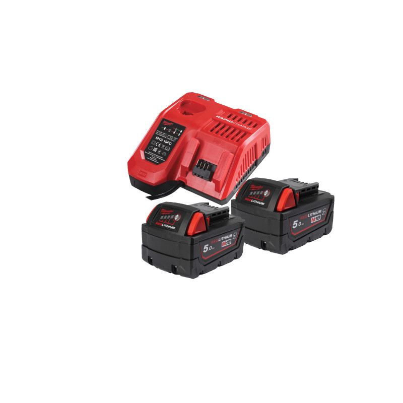 M18 Nrgcr-502 - Pack Nrj 18V, 5,0 Ah Red Lithium, Système M18 + Batterie 12V 2,0