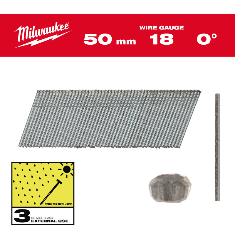 Boîte 5000 Clous Gauge 18 Inox 50Mm-Milwaukee Consommable