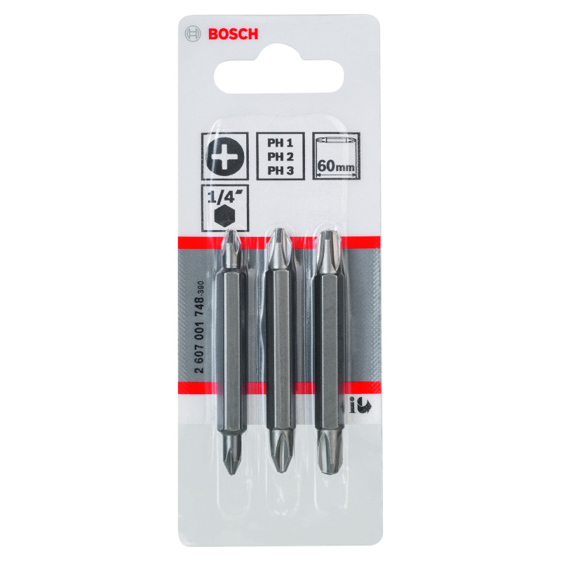 Pack De 3 Embouts De Tournevis Doubles Ph1, Ph2, Ph3, Ph1, Ph2, Ph3 60 mm