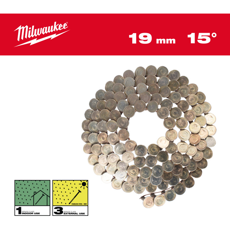 Boîte 2880 Clous Rouleau 15°Rh 3,05X19Mm/Rs/G-Milwaukee Consommable