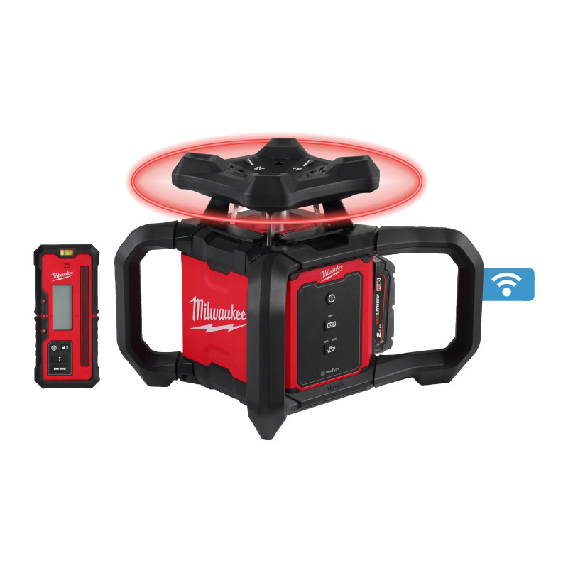 M18 Rloh600-201C - Laser Rotatif One-Key Rouge, Horizontal, 600 M, 18V, 2Ah-Milw