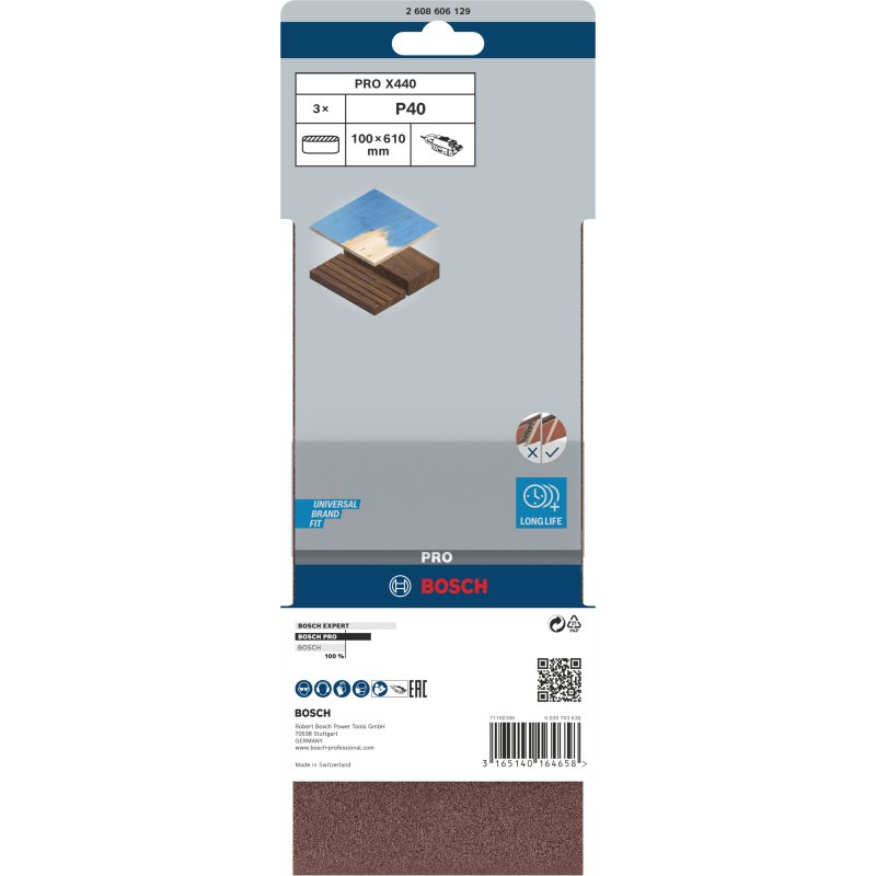 Bande Abrasive Pro X440, 100 X 610 mm, 40 Conçue Pour Le Ponçage Du Bois Et De