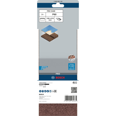 Bande Abrasive Pro X440, 100 X 610 mm, 60 Conçue Pour Le Ponçage Du Bois Et De