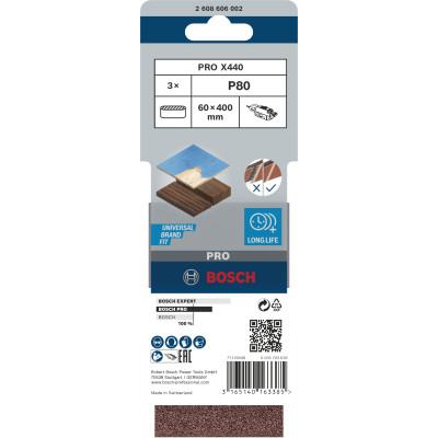 Bande Abrasive Pro X440, 60 X 400 mm, 80 Conçue Pour Le Ponçage Du Bois Et De L