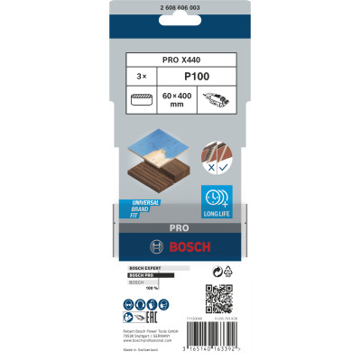 Bande Abrasive Pro X440, 60 X 400 mm, 100 Conçue Pour Le Ponçage Du Bois Et De