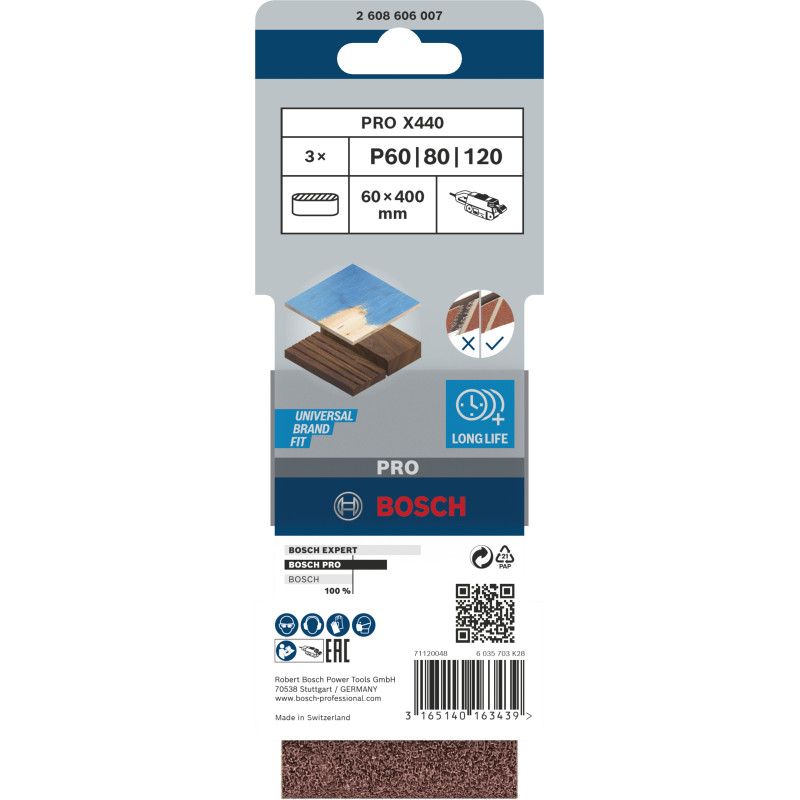 Bande Abrasive Pro X440, 60 X 400 mm, 60 80 100 Conçue Pour Le Ponçage Du Boi