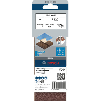 Bande Abrasive Pro X440, 65 X 410 mm, 120 Conçue Pour Le Ponçage Du Bois Et De