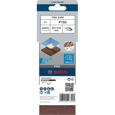 Bande Abrasive Pro X440, 65 X 410 mm, 150 Conçue Pour Le Ponçage Du Bois Et De
