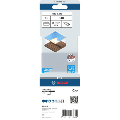 Bande Abrasive Pro X440, 75 X 457 mm, 40 Conçue Pour Le Ponçage Du Bois Et De L