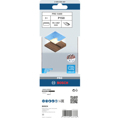 Bande Abrasive Pro X440, 75 X 457 mm, 150 Conçue Pour Le Ponçage Du Bois Et De