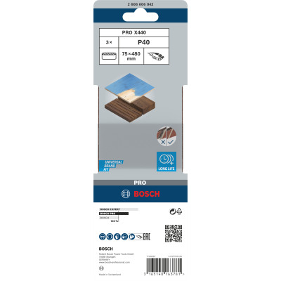 Bande Abrasive Pro X440, 75 X 480 mm, 40 Conçue Pour Le Ponçage Du Bois Et De L