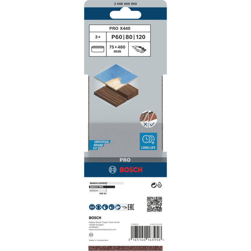 Bande Abrasive Pro X440, 75 X 480 mm, 60 80 100 Conçue Pour Le Ponçage Du Boi