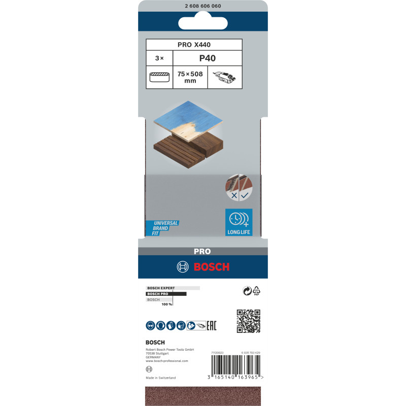 Bande Abrasive Pro X440, 75 X 508 mm, 40 Conçue Pour Le Ponçage Du Bois Et De L