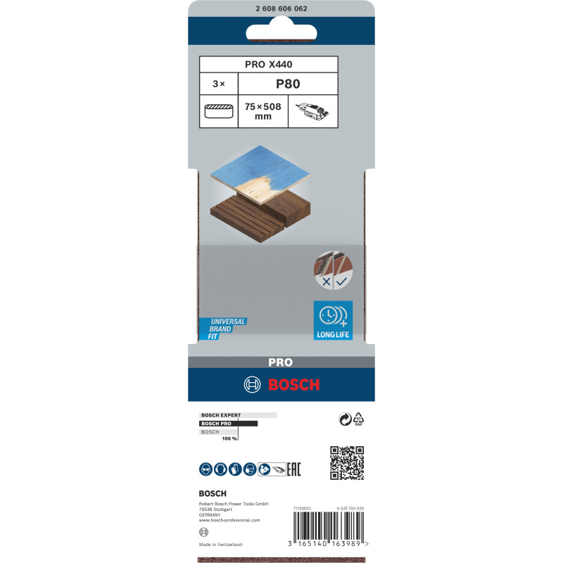 Bande Abrasive Pro X440, 75 X 508 mm, 80 Conçue Pour Le Ponçage Du Bois Et De L