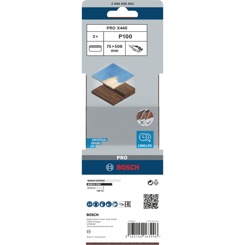 Bande Abrasive Pro X440, 75 X 508 mm, 100 Conçue Pour Le Ponçage Du Bois Et De