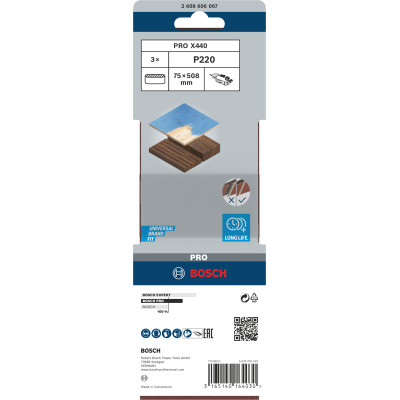 Bande Abrasive Pro X440, 75 X 508 mm, 220 Conçue Pour Le Ponçage Du Bois Et De