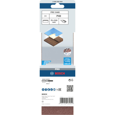 Bande Abrasive Pro X440, 75 X 533 mm, 40 Conçue Pour Le Ponçage Du Bois Et De L