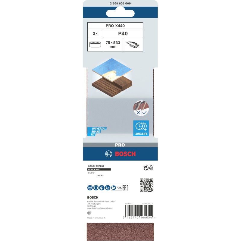 Bande Abrasive Pro X440, 75 X 533 mm, 40 Conçue Pour Le Ponçage Du Bois Et De L