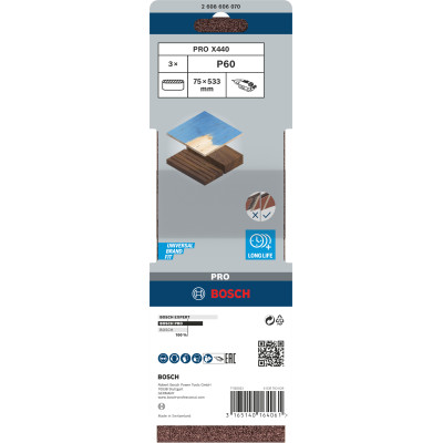 Bande Abrasive Pro X440, 75 X 533 mm, 60 Conçue Pour Le Ponçage Du Bois Et De L