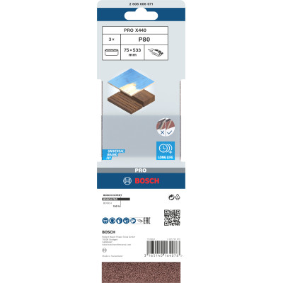 Bande Abrasive Pro X440, 75 X 533 mm, 80 Conçue Pour Le Ponçage Du Bois Et De L