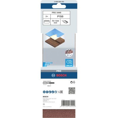 Bande Abrasive Pro X440, 75 X 533 mm, 150 Conçue Pour Le Ponçage Du Bois Et De