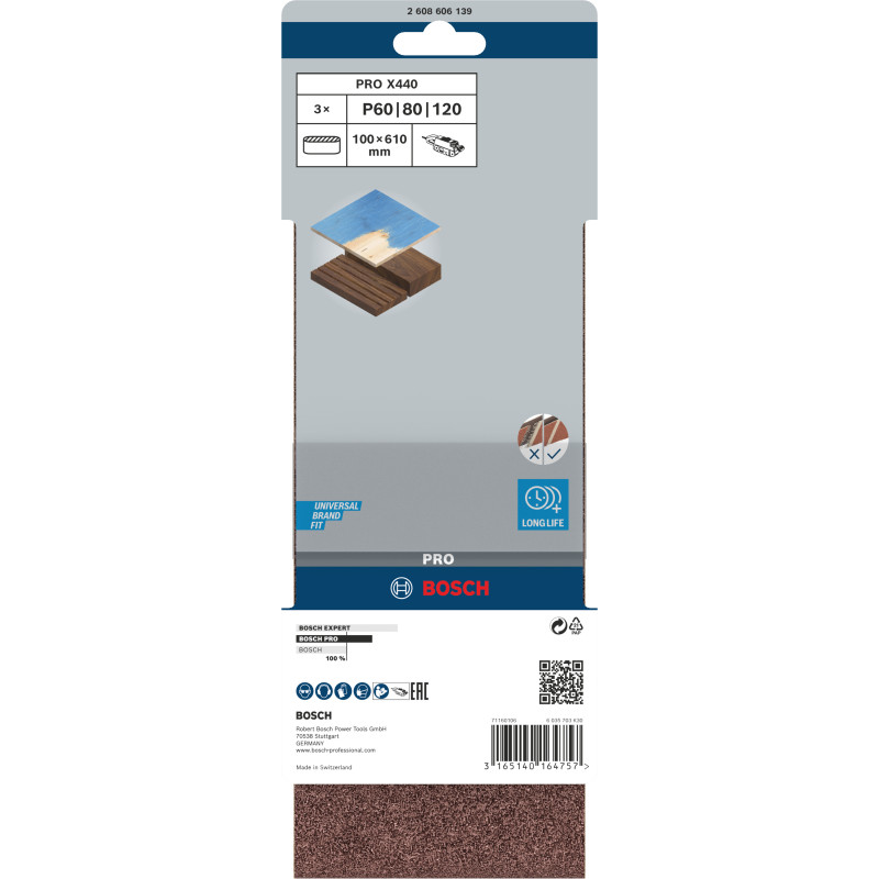 Bande Abrasive Pro X440, 100 X 610 mm, 60 80 100 Conçue Pour Le Ponçage Du Bo