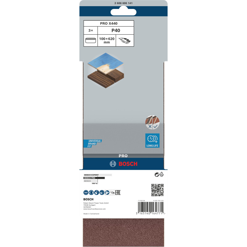 Bande Abrasive Pro X440, 100 X 620 mm, 40 Conçue Pour Le Ponçage Du Bois Et De