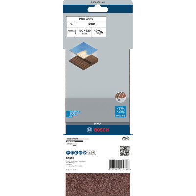 Bande Abrasive Pro X440, 100 X 620 mm, 60 Conçue Pour Le Ponçage Du Bois Et De