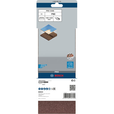 Bande Abrasive Pro X440, 100 X 620 mm, 80 Conçue Pour Le Ponçage Du Bois Et De