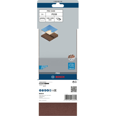 Bande Abrasive Pro X440, 100 X 620 mm, 220 Conçue Pour Le Ponçage Du Bois Et De
