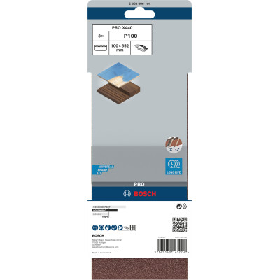 Bande Abrasive Pro X440, 100 X 552 mm, 100 Conçue Pour Le Ponçage Du Bois Et De