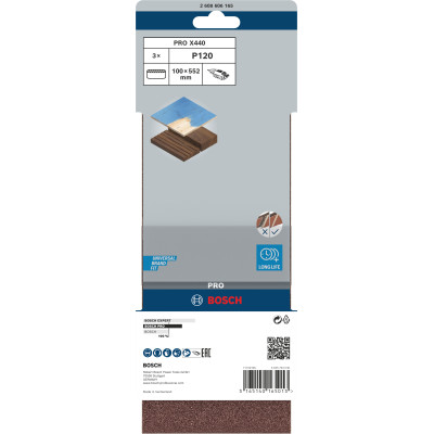 Bande Abrasive Pro X440, 100 X 552 mm, 120 Conçue Pour Le Ponçage Du Bois Et De