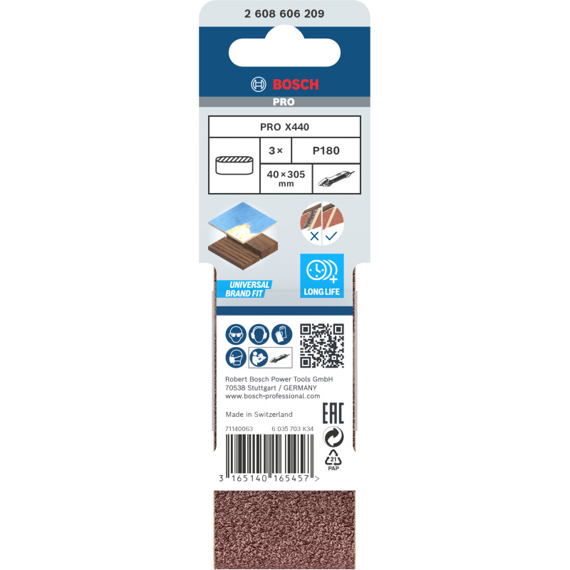 Bande Abrasive Pro X440, 40 X 305 mm, 180 Conçue Pour Le Ponçage Du Bois Et De