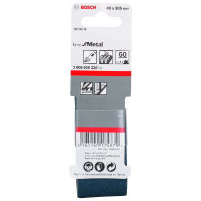 Bande Abrasive X450, Set De 3 Pièces 40 X 305 mm, 60 Pack De 3