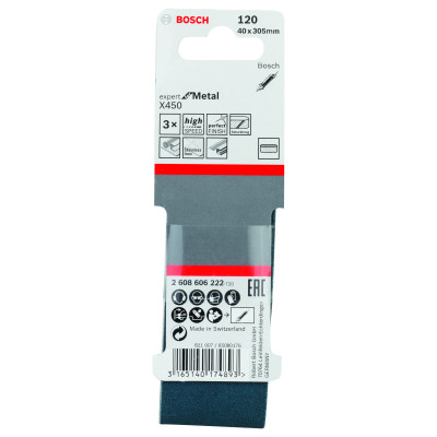 Bande Abrasive X450, Set De 3 Pièces 40 X 305 mm, 120 Pack De 3