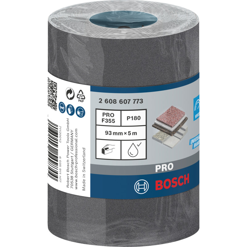 Rouleau Abrasif Pro C355, 93 mm, 5 M, 180 Conçu Pour Le Ponçage Des Surfaces Du