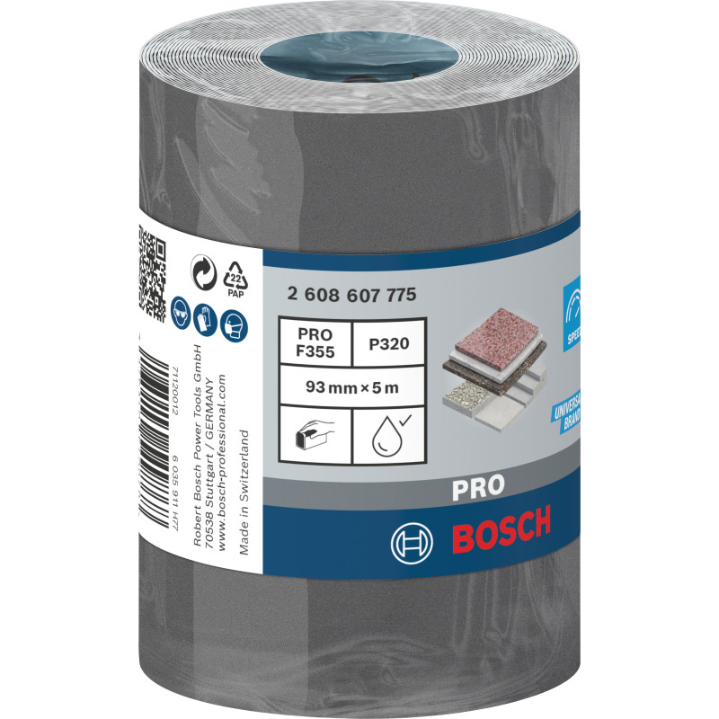 Rouleau Abrasif Pro C355, 93 mm, 5 M, 320 Conçu Pour Le Ponçage Des Surfaces Du