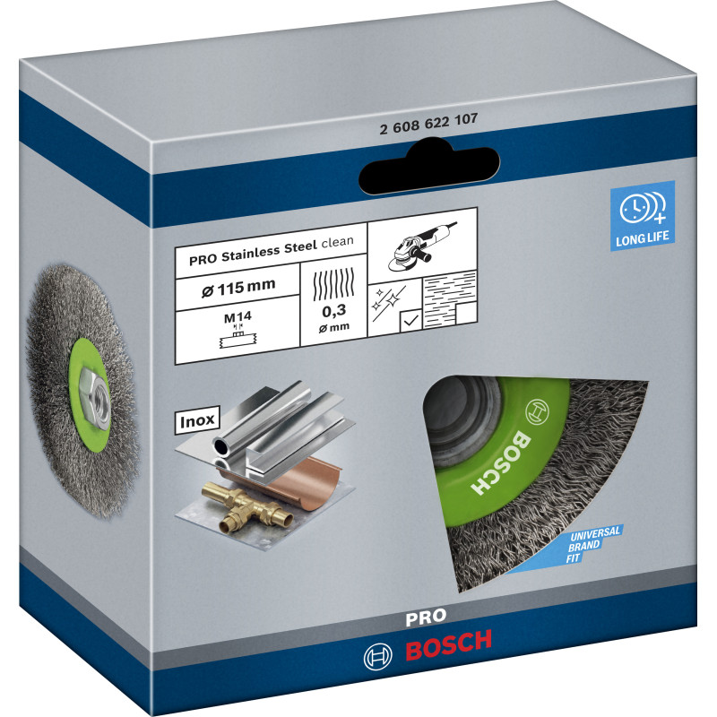 Brosse Circulaire Pro Stainless Steel Clean, 115 X 0,3 mm, Filetage Conçue Pour