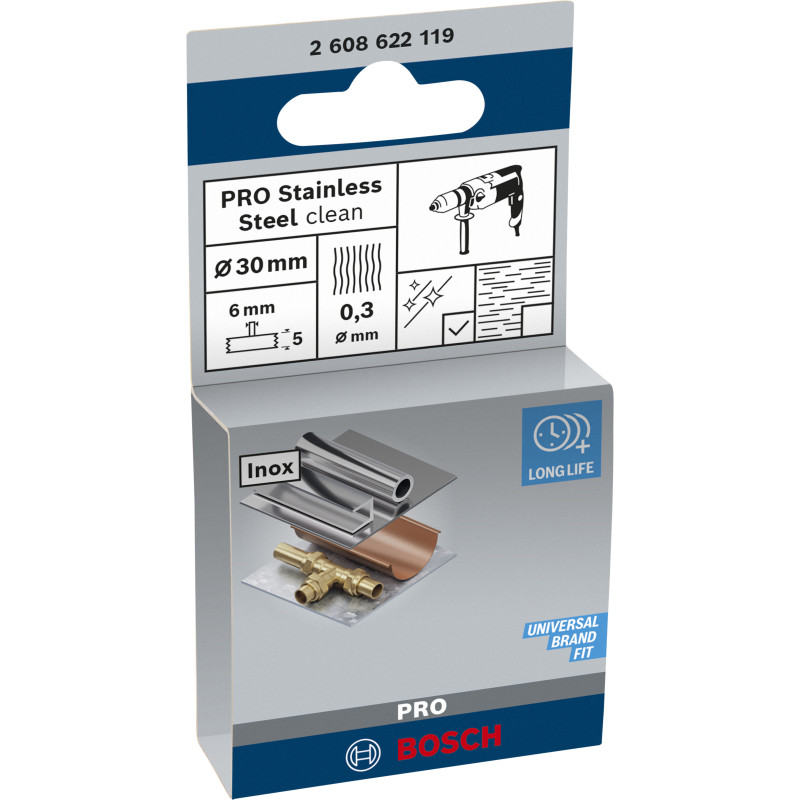 Brosse Circulaire Pro Stainless Steel Clean, 30 X 0,3 mm, Emmanchement Droit CO