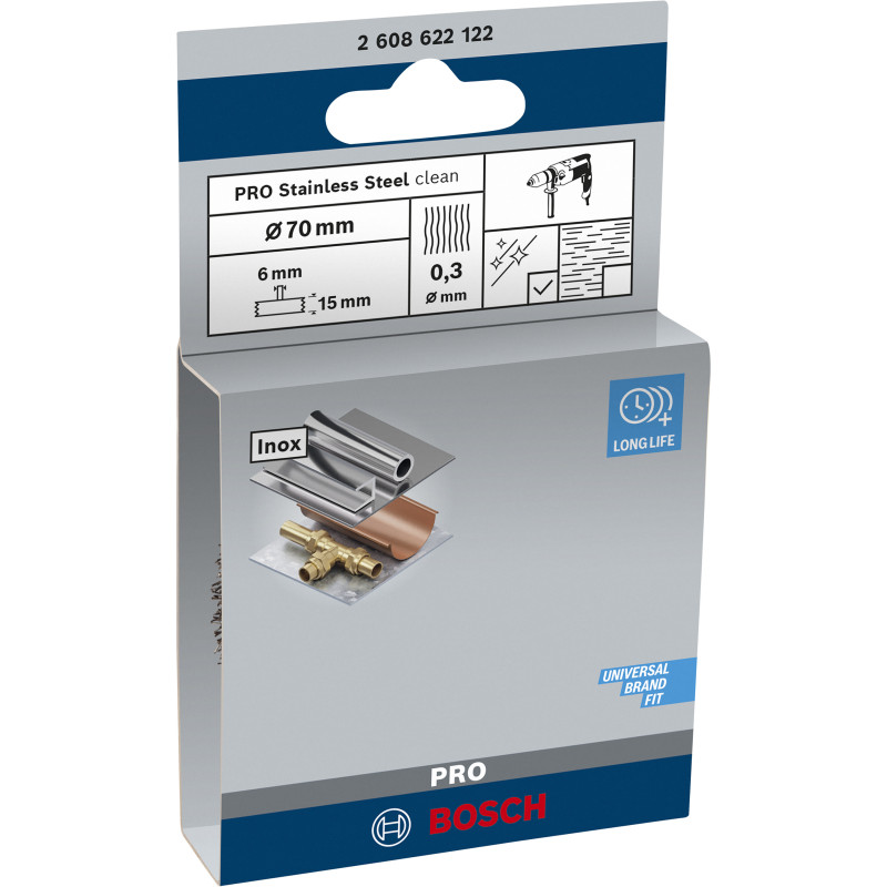 Brosse Circulaire Pro Stainless Steel Clean, 70 X 0,3 mm, Emmanchement Droit CO