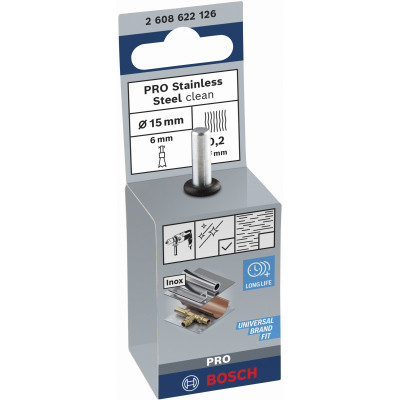 Brosse Pinceau Pro Stainless Steel Clean, 15 X 0,2 mm, Emmanchement Droit Conçu