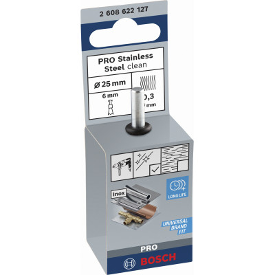 Brosse Pinceau Pro Stainless Steel Clean, 25 X 0,3 mm, Emmanchement Droit Conçu