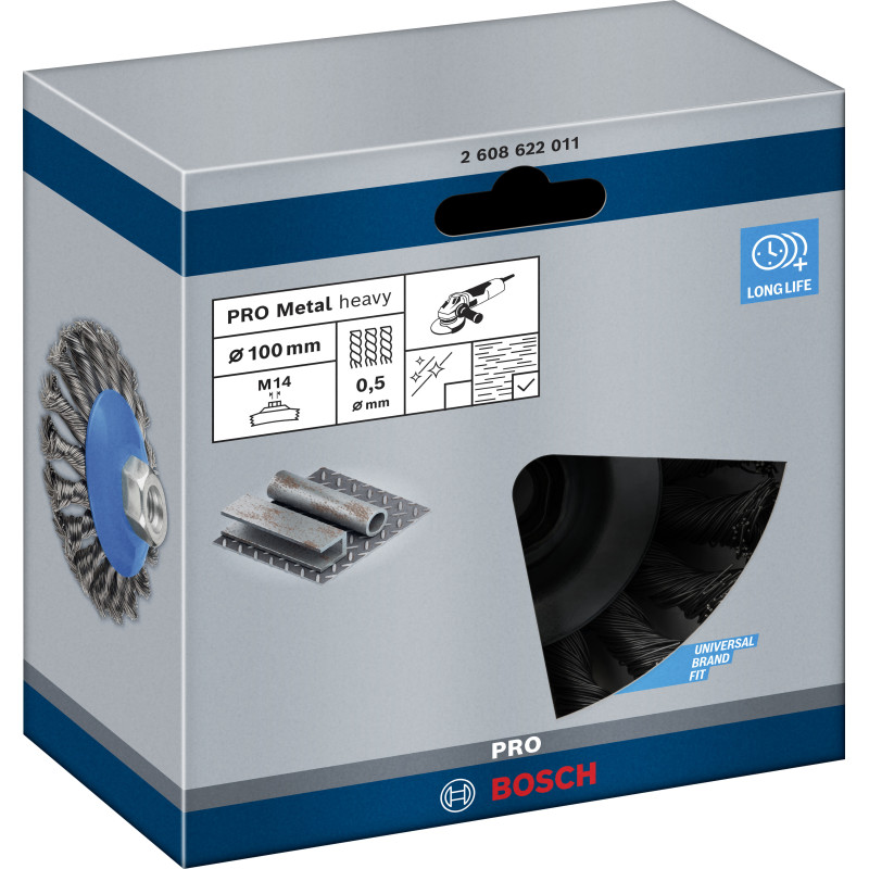 Brosse En Biseau Pro Metal Heavy, 100 X 0,5 mm, Filetage Conçue Pour Le Nettoya