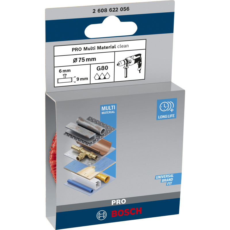 Brosse Circulaire Pro Multi Material Clean, 75 X 1 mm, Emmanchement Droit Conçu